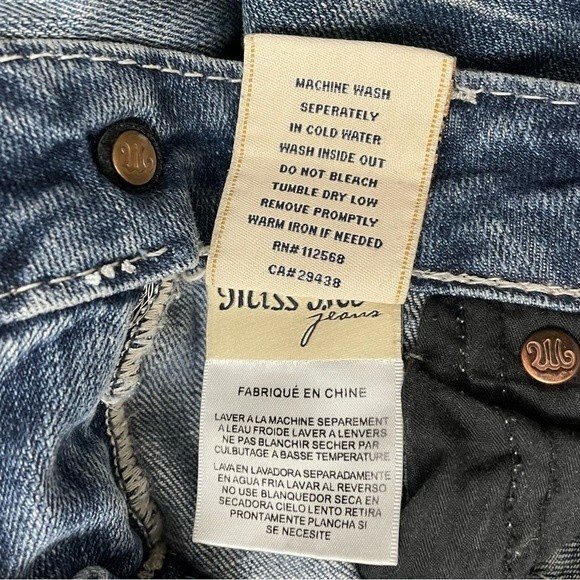 Miss Me Skinny Jeans Low Rise Back Flap Silver Studded Bling Y2K Denim Size 26 - Picture 12 of 14